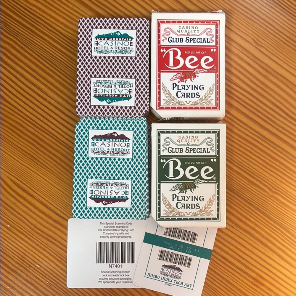 Ute Mountain Casino Colorado played Bee Playing Cards Sets Quality Club Special